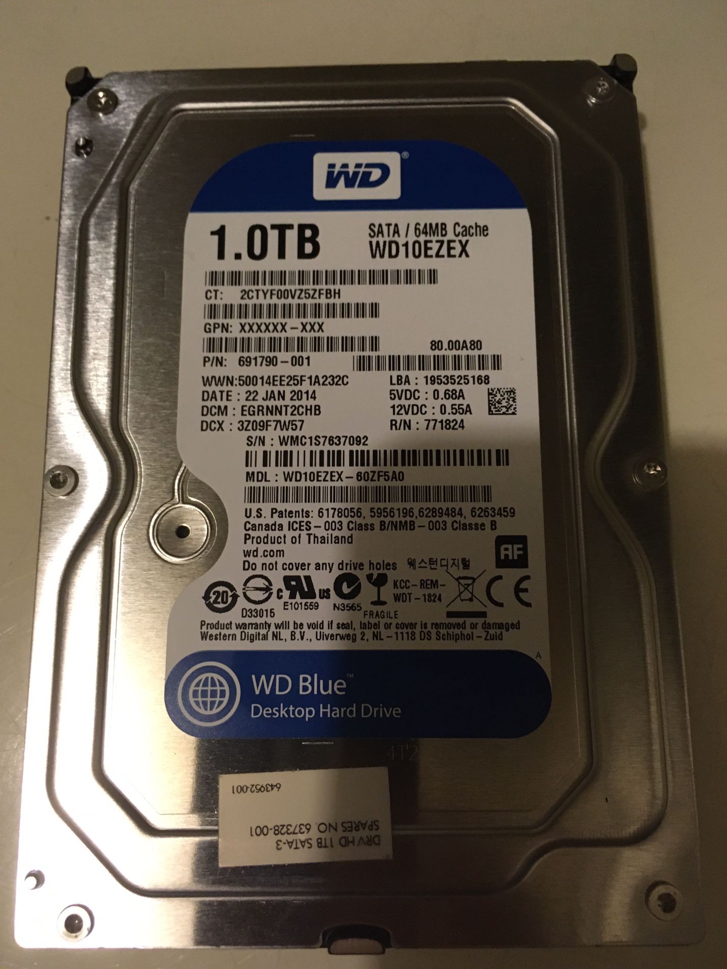 Hard disk 1 Tb low hours use, HDD 1tb