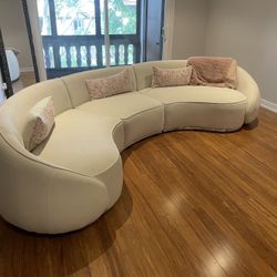 Crate & Barrel “C”-shaped Modern White Sofa