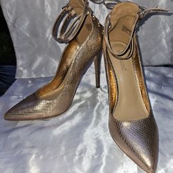 Shoedazzle Sheyda Rose Gold Corset Back 5" Heels