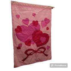 Valentine's Day 2 Big Hearts Bow Love Outdoor Vertical Flag Banner Garden Decor