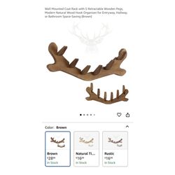 Brand new Wall Mounted Coat Rack with 5 Retractable Wooden Pegs, Modern Natural Wood Hook Organizer for Entryway, Hallway, or Bathroom Space-Saving (B