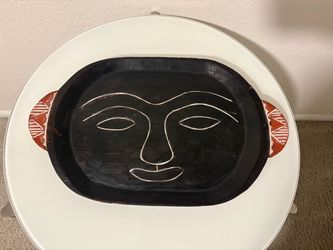 Handcarved Wood Face Tray Wall Art