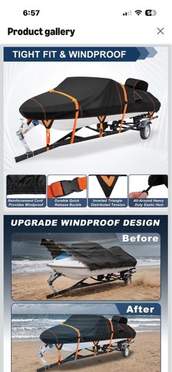 Brand New Waterproof Marine Canvas Trailerable Boat Cover W/Motor Cover for 23-24’Foot V-Hull Bass Tri-Hull Runabout Boat