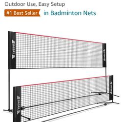 Badminton Net, Height Adjustable Kids Volleyball Net, Foldable Nylon Net 10ft Tennis Pickleball