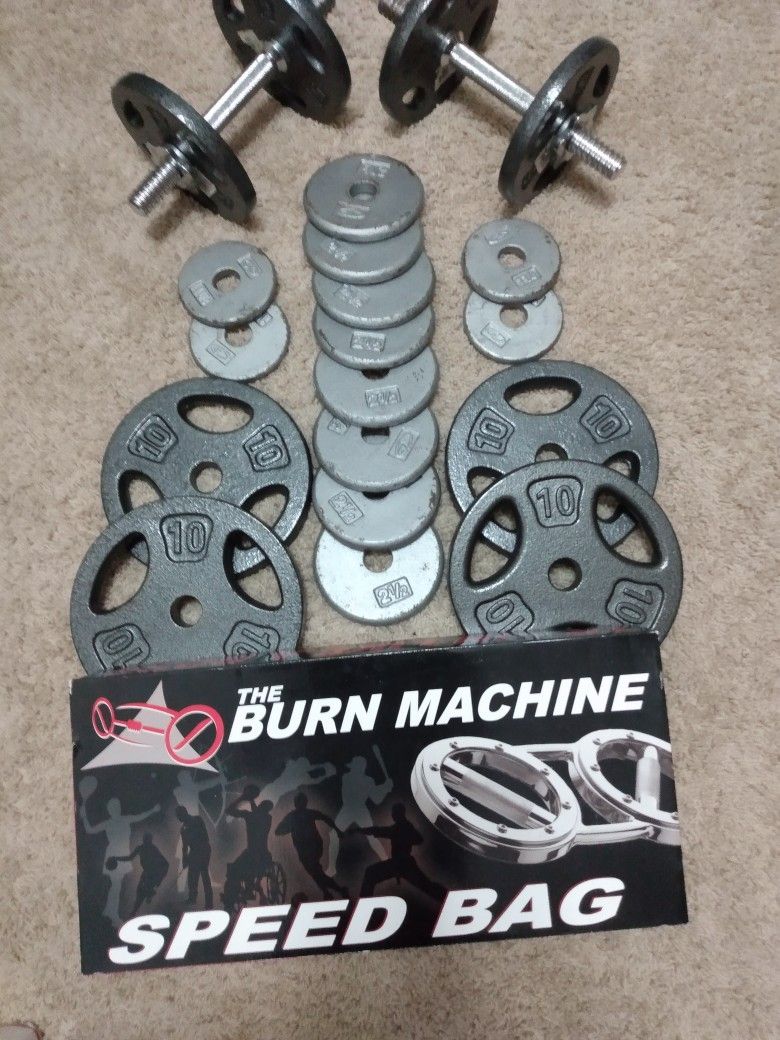 85lbs Dumbbells Set And Burn Machine 