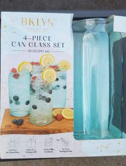 New 4pc Can Glass Set