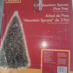 9.5' Christmass Mountain Spruce Pine Tree With Clear Lights Thumbnail