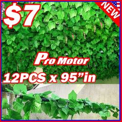 12pcs Stands Artificial Ivy Grape Maple Leaf Plants Vine Hanging Garland Fake Foliage Home Kitchen Garden Office Wedding Dinner Table Wall Decor