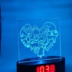 Personalized Custom Dog Heart LED Light Night Light 