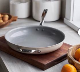 GreenPan The Big Fry 14” Pan with Helper Handle taupe