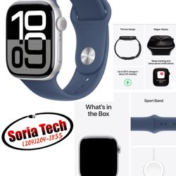 Apple Watch Series 10 [GPS + Cellular 46mm case] with Silver Aluminium - S/M. Fitness Tracker, ECG App, Always-On Retina Display, Water Resistant