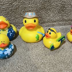 Rubber ducks lot of 5 Summer Surfer Beach Hawaii Fishing new 