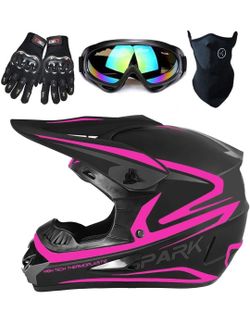 Motocross Helmet, Unisex Off-Road Dirt Bike ATV BMX MX Downhill Street Ride Motorcycle Helmet Goggles Gloves Mask Size SMALL