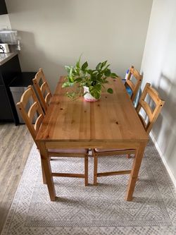 Wood Dining Table + 4 Chairs