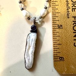 Natural Freshwater Pearl Set In Sterling Silver Necklace