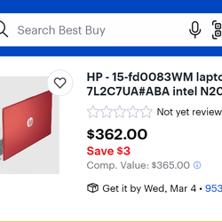HP 15 fd0083WM laptop N200 15.6" HD
