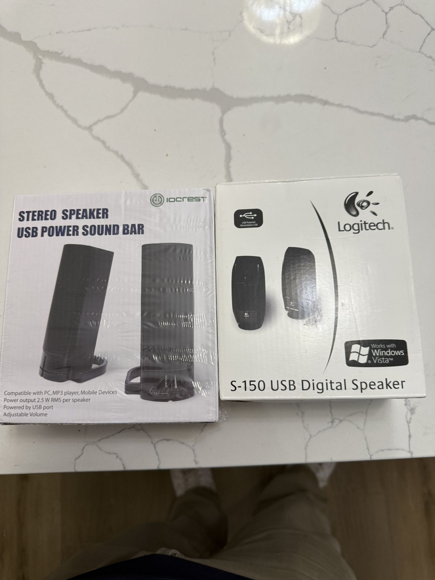 Connectland CL-SPK20037 2.0 Speaker System 5 W RMS Black (clspk20037) & Logitech  Logitech S150 Digital USB Stereo Computer Speakers NEW OPEN BOX   Co