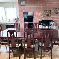 Beautiful Redwood Dining Room Set In Oriental Style 