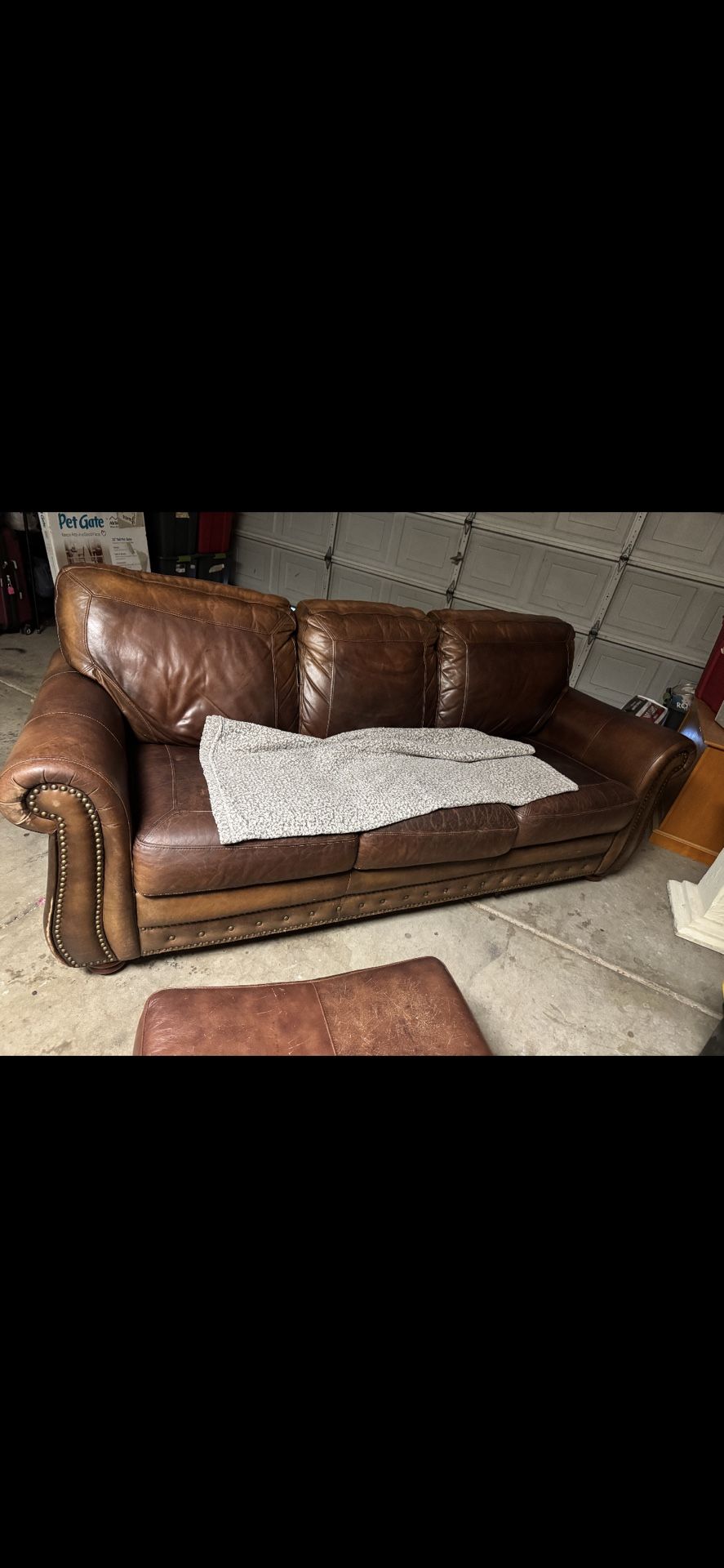 Leather Sofa And Ottoman 