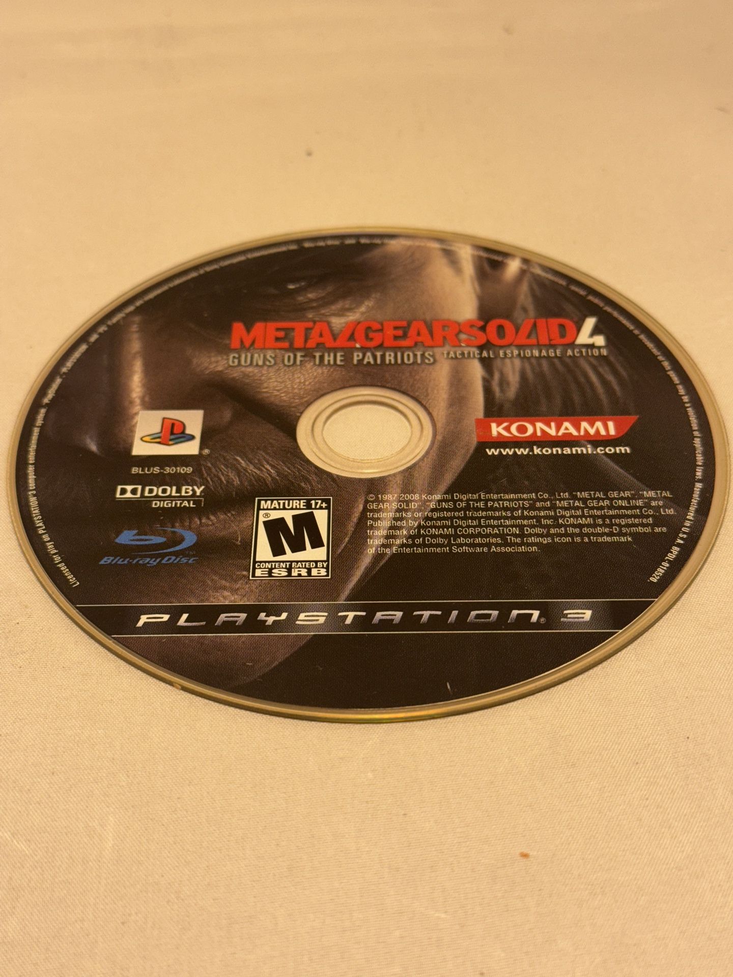 Metal Gear Solid 4 PS3 Loose Disc