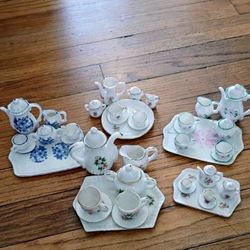 Miniature Porcelain Floral Tea Sets Lot 5