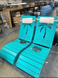 Assembled New Folding in Pool Lounge Chair Set of 2 HDPE Fade Resistant Patio Chaise Sun Tanning