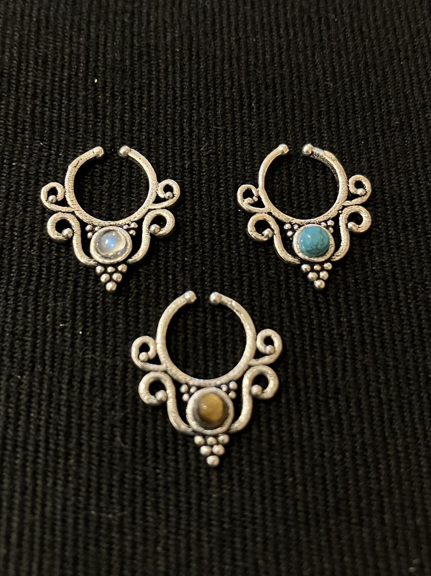Tribal Silver Nose Ring Jewelry w/Gemstone