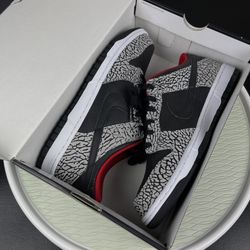 NEW 🔥 Nike ID Customs Dunk Low Supreme “Black Cement” Size 10.5 US 628307-991