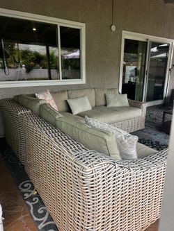 Outdoor Wicker Sectional Patio Set – Modular Deep Seating Sofa