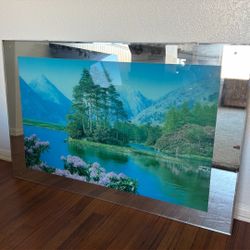 Retro Light Up Serene Lake Setting Wall Decoration