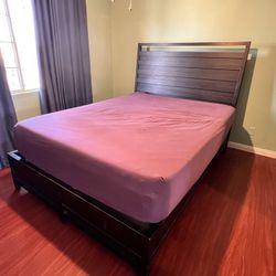 Queen Bed frame And Used Mattress 