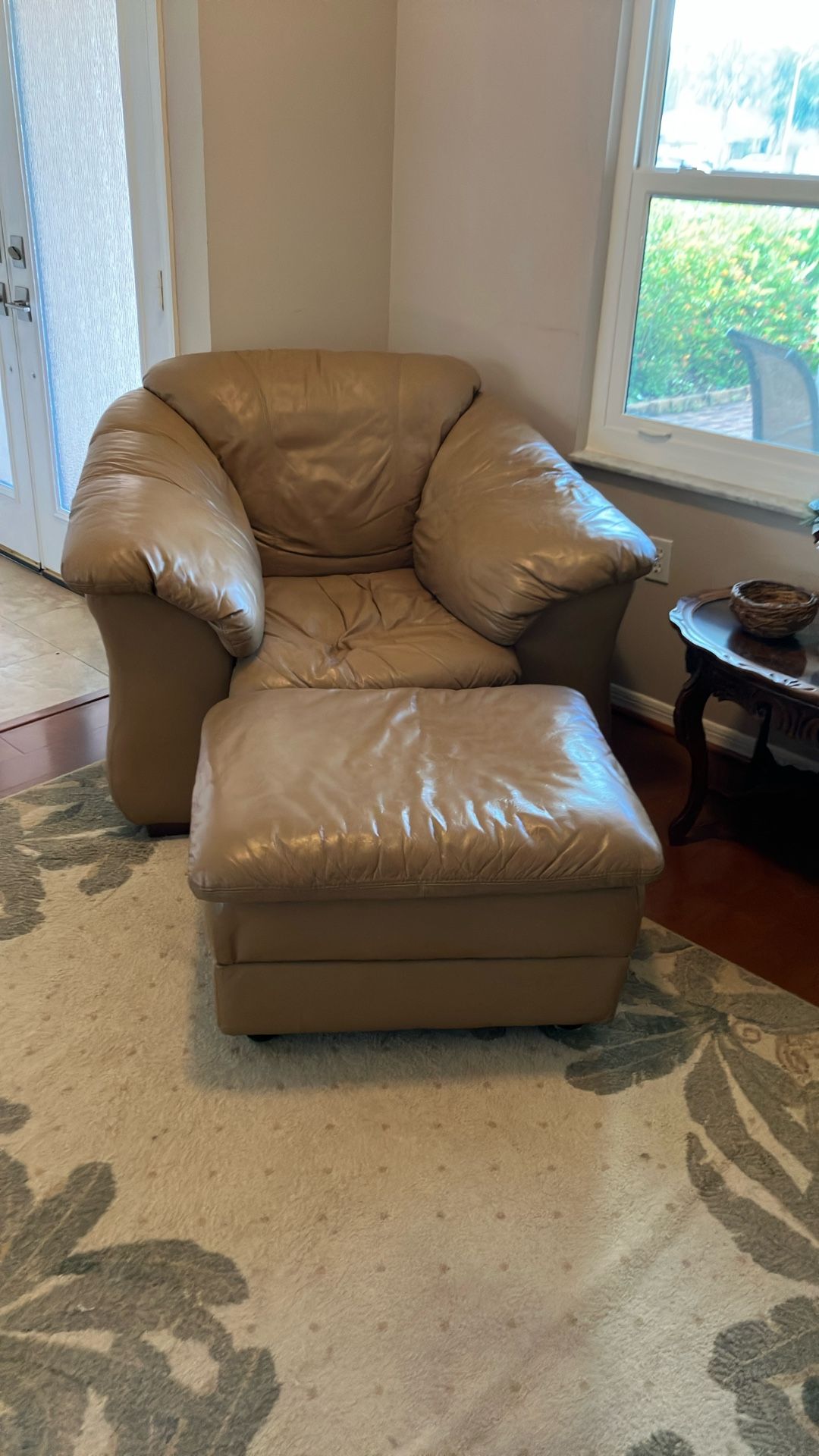 Leather Chair & Ottoman