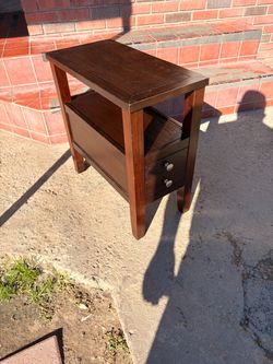 Dark Wood Side Table with Drawer