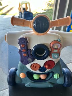 Kids 3-in-1 Baby Walker Ride-On Toy Blue Green Orange
