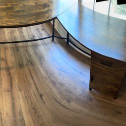 L-shaped Desk- Wood With Metal Frame 