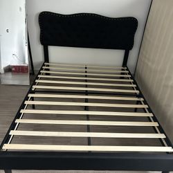 Chic, Black Wingback Queen Bed Frame