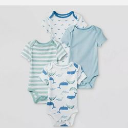 Baby Boys' 4pk Sleepy Tides Shorts Sleeve Bodysuit - Cloud Island Museum NB