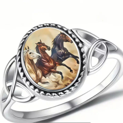 925 Sterling Silver Running Horse Designed Ring  Sz 7, 8 or 9