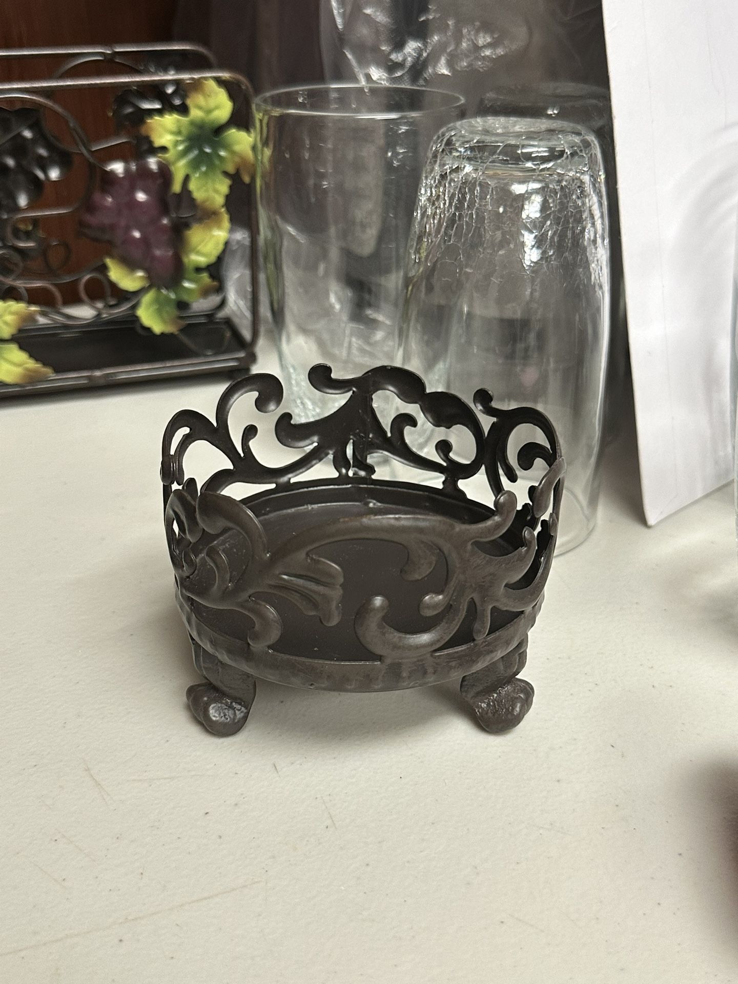 Celebrating Home Brown Ornate Metal Candle Holder Accent