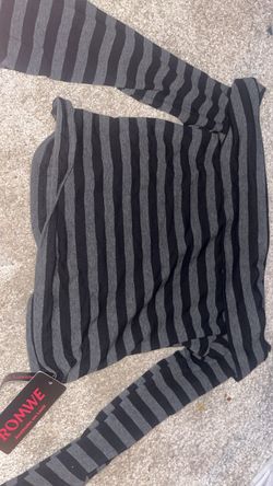 Romwe Striped Long Sleeve Crop Top