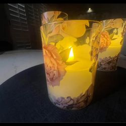 3 Glass Flameless Candles 