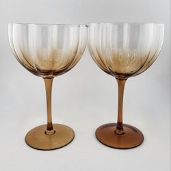 Vintage Set Of 2 Champagne Coupe Luster Glasses