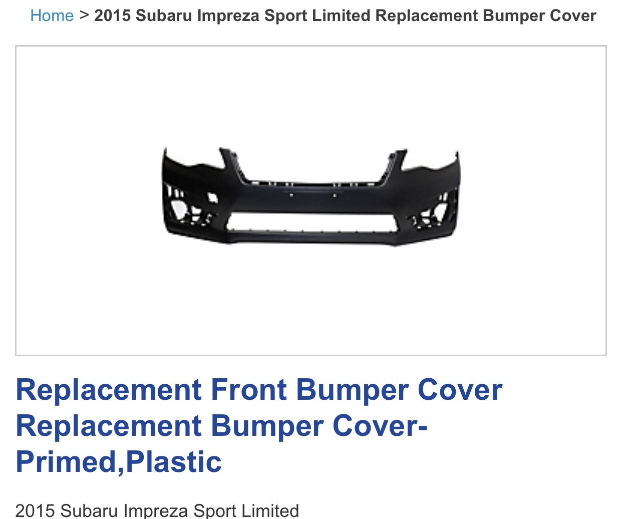 2015 Impreza sport limited bumper cover