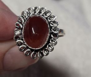 .925 Sterling Silver Carnelian Gemstone Ring