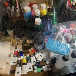 Glitter and fabric paint supplies
