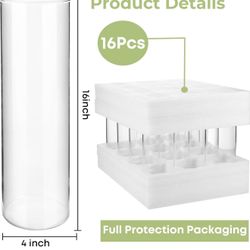 Glass Cylinder Vases for Centerpieces, 16 Pcs 16 Inch