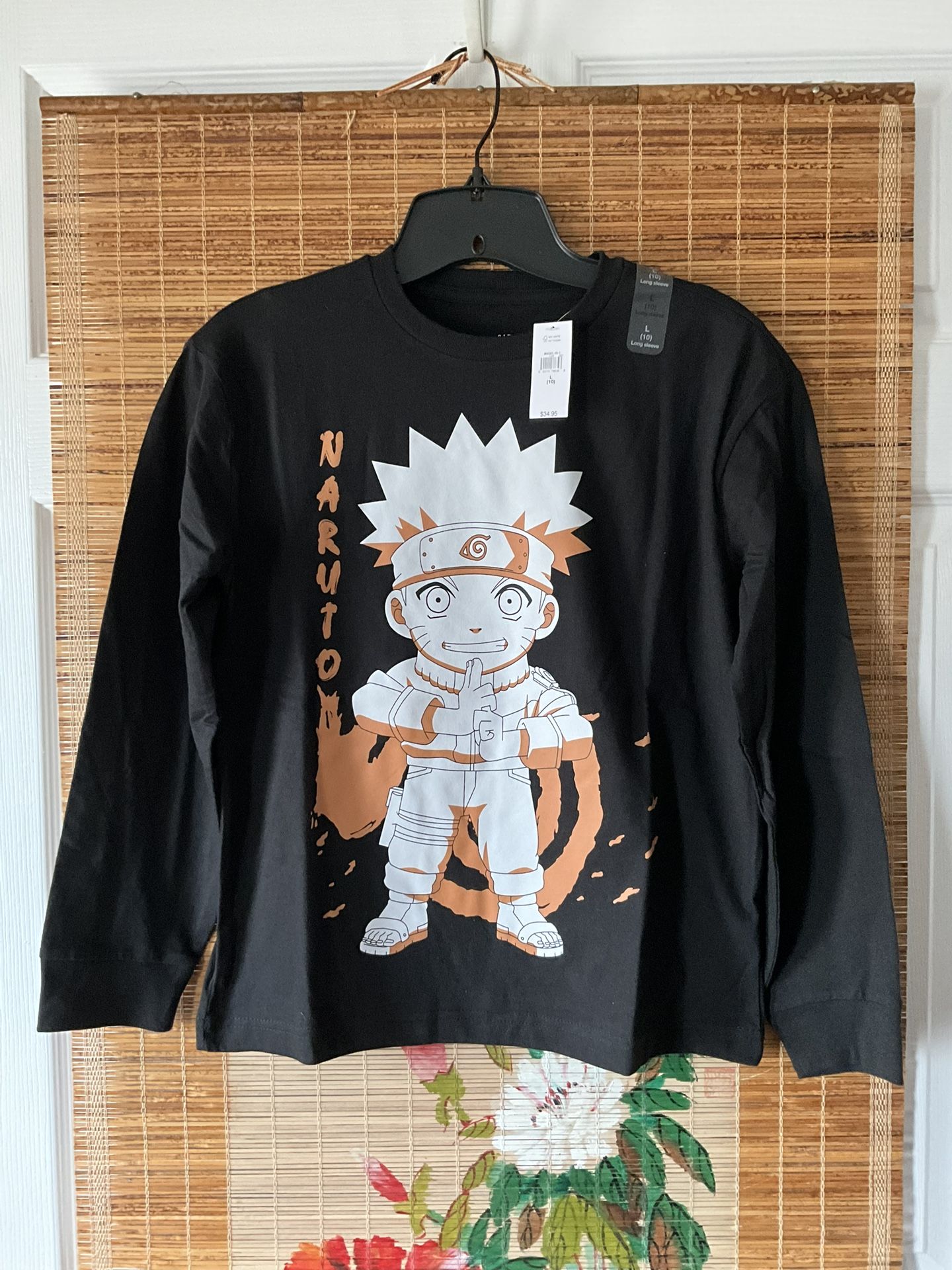 Gap Long Sleeve Boys Black T-Shirt With Naruto Design Size LG (10) NWT