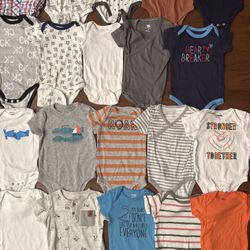 Baby Boy Clothes Size 3/6 Mos Onesie Bundle (35pcs)