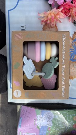 Silicone Stacking Tower and Teether Baby Toy