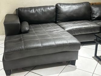 Dark grey  Leather Sectional Sofa with Chaise